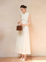 Load image into Gallery viewer, A-Line Flare Cheongsam Dress in Cream
