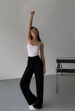 Load image into Gallery viewer, [Ready Stock] Wide Leg Relaxed Tailored Line Trousers in Black
