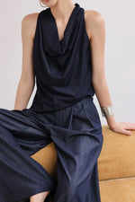 Load image into Gallery viewer, Drape Top // Trousers Set in Navy
