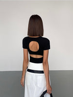 Load image into Gallery viewer, Double Cutout Back Tee in Black

