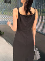 Load image into Gallery viewer, Korean Tencel Blend Twist Strap Sheath Dress [2 Colours]
