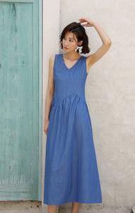 Sleeveless Maxi Dress in Blue