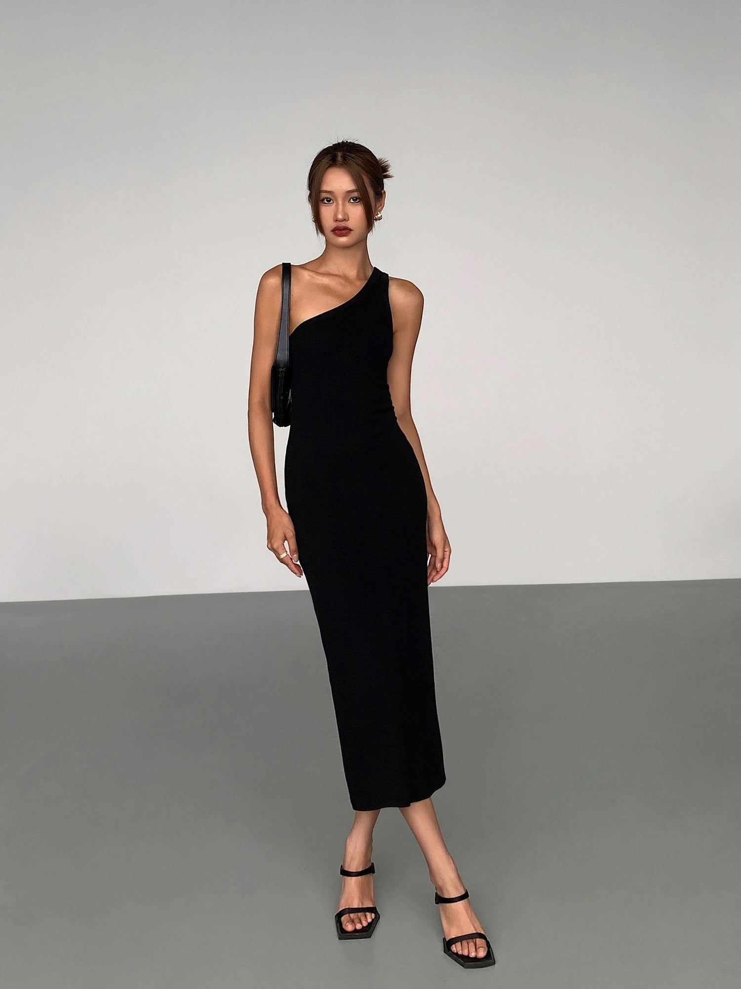 Toga Bodycon Midi Dress in Black