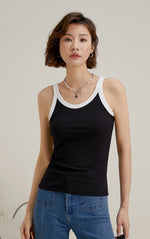 Load image into Gallery viewer, Contrast Edge Tank Top in Black
