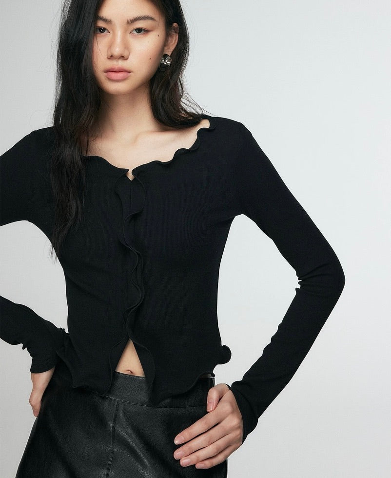 Ruffle Long Sleeve Top [2 Colours]