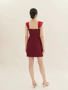 Tremiti Tulle Strap Mid Dress in Red