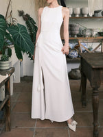 Load image into Gallery viewer, Slit Waist Tie Gown in White
