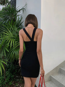 Asymmetric V Back Mini Dress [2 Colours]