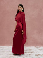 Load image into Gallery viewer, Toga Gown with Multi-way Drape in Red
