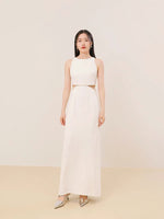 Load image into Gallery viewer, Embellished Cutout Maxi Dress in White
