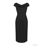 Load image into Gallery viewer, Korean Textured Collar Sheath Dress [2 Colours]
