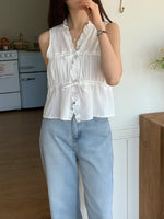 Load image into Gallery viewer, [Ready to Ship] Korean Ruffle Ribbon Vest Top [2 Colours]
