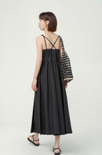 Load image into Gallery viewer, Double Cami Cross Back Pocket Dress in Black
