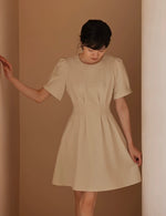 Load image into Gallery viewer, Pin Gathered Pocket Dress in Beige
