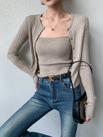 Load image into Gallery viewer, Ribbed Camisole + Cardigan Set [2 Colours]
