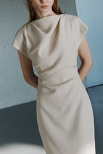 Load image into Gallery viewer, Korean Gathered Sheath Midi Dress [2 Colours]
