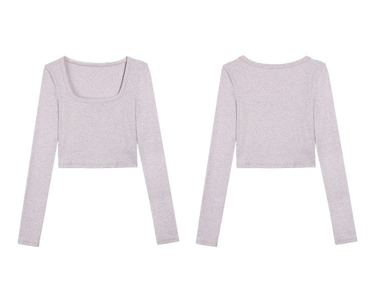 Stretch Cropped Long Sleeve Top [2 Colours]