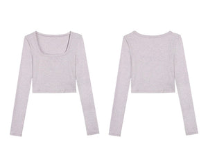 Stretch Cropped Long Sleeve Top [2 Colours]