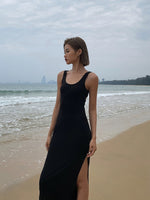 Load image into Gallery viewer, Stretch Cutout Slit Dress in Black
