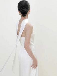 Multi-Way Bustier Gown + Drape Sash in White