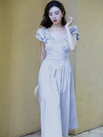 Load image into Gallery viewer, Puff Sleeve Pocket Maxi Dress in Blue
