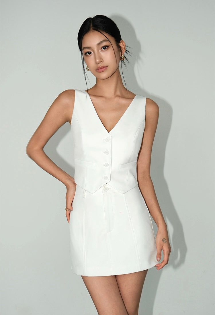 Tailored Camisole Vest in White