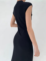 Load image into Gallery viewer, Light Knit Cheongsam Dress in Black
