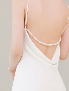 Drop Back Bead Drape Maxi Dress in White