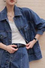 Load image into Gallery viewer, Line Denim Mini Skirt in Blue
