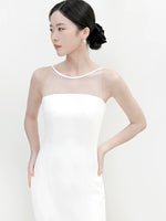 Load image into Gallery viewer, Sheer Panel Shift Gown in White
