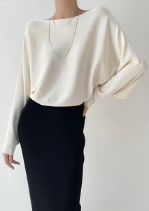 Light Knit Raglan Top in Cream