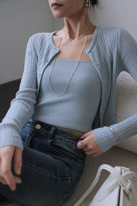 Ribbed Camisole + Cardigan Set [2 Colours]