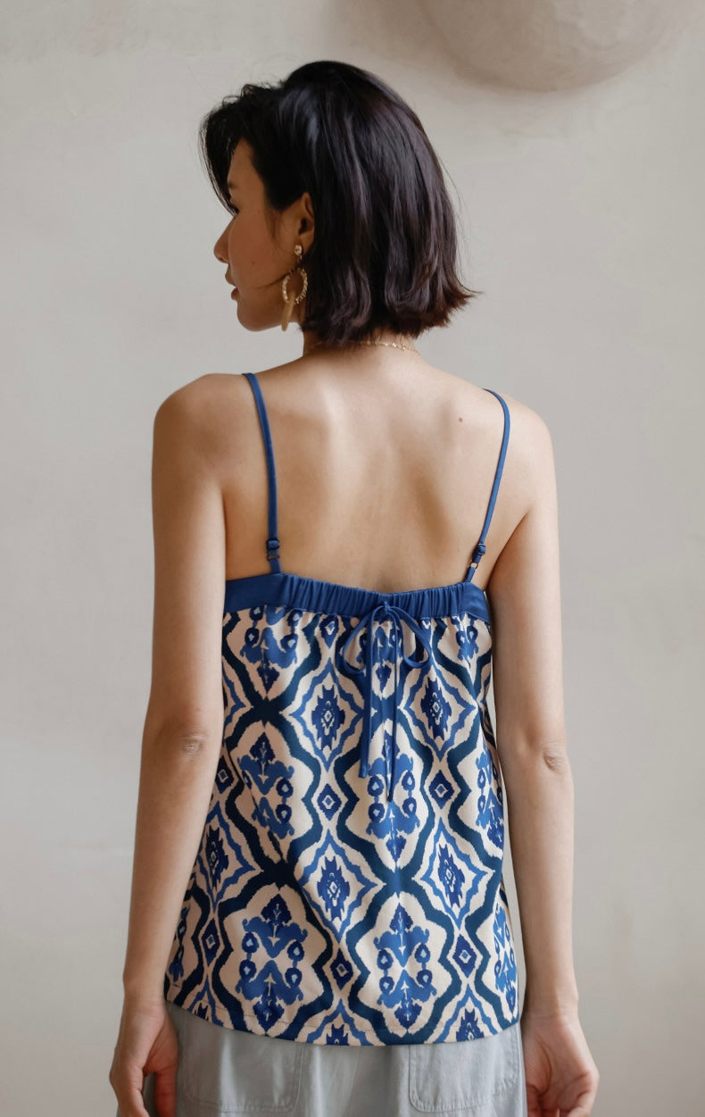 Satin Printed Camisole in Blue