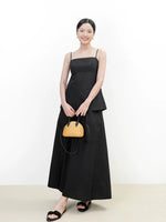 Load image into Gallery viewer, Peplum Camisole + Maxi Skirt Set in Black
