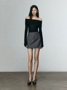 Tailored Mini Skirt in Grey