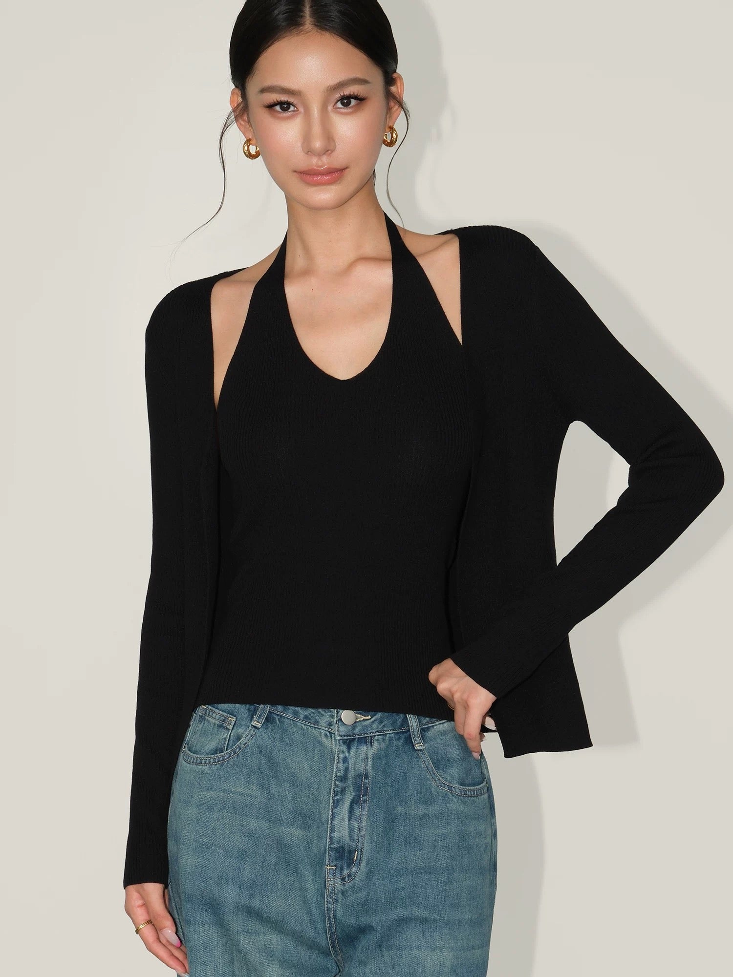 Tencel Blend Light Knit Halter Top// Open Cardigan Set [2 Colours]