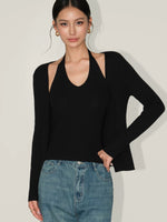 Load image into Gallery viewer, Tencel Blend Light Knit Halter Top// Open Cardigan Set [2 Colours]
