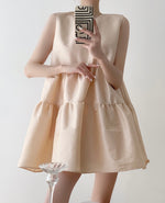 Load image into Gallery viewer, Panel Sleeveless Babydoll Dress in Champagne

