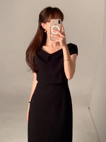 Load image into Gallery viewer, Korean Textured Collar Sheath Dress [2 Colours]
