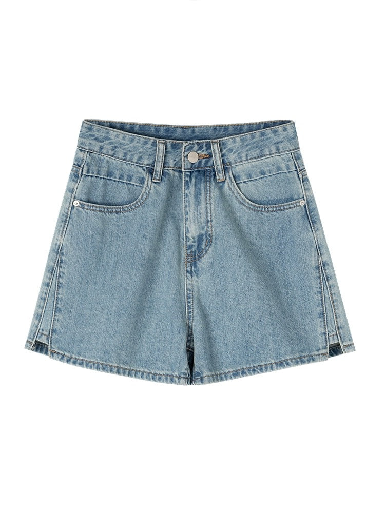 High Rise Denim Shorts in Blue