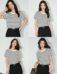 Classic Striped Tee in White/Black