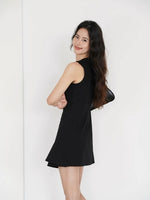 Load image into Gallery viewer, Sleeveless Tulip Mini Dress in Black
