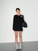 Load image into Gallery viewer, Lace Trim Oversized Long Top [2 Colours]
