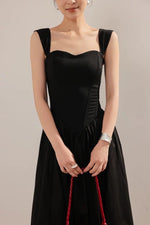 Load image into Gallery viewer, Sweetheart Bustier Flare Maxi Dress in Black
