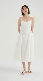 Load image into Gallery viewer, Side Panel Cami Midi Dress in White
