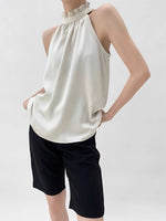 Load image into Gallery viewer, Ruffle High Neck Top in Beige
