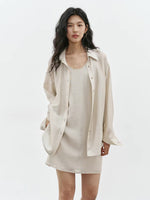 Load image into Gallery viewer, Tencel Blend Sheen Shirt in Oat Beige
