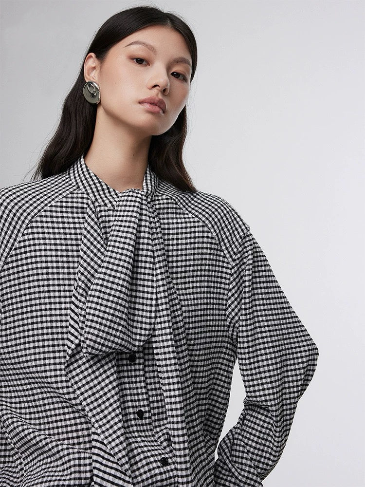 Oversized Ribbon Crepe Blouse [2 Colours]