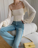 Load image into Gallery viewer, Light Knit Cami + Bolero Cardigan Set in Cream
