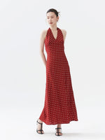 Load image into Gallery viewer, Polka Dot Halter Maxi Dress in Red
